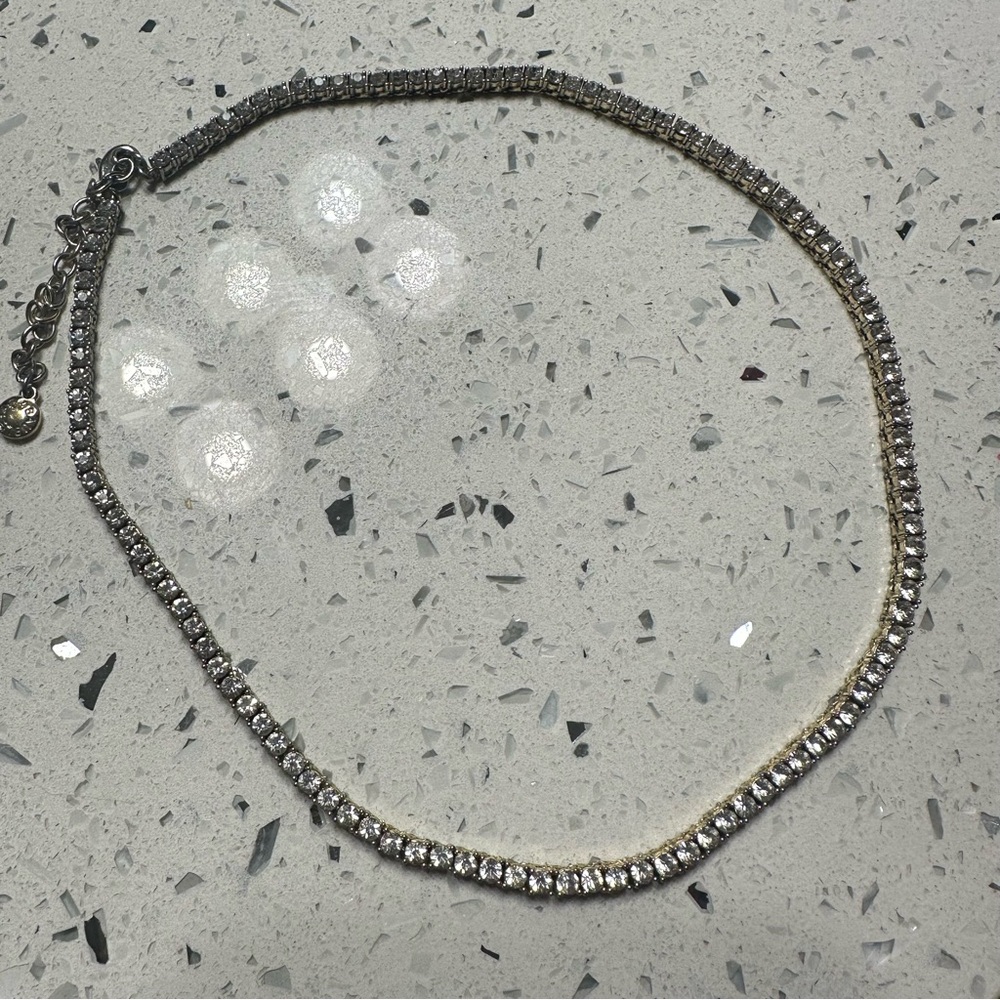 baublebar crystal tennis necklace gold tone with extender